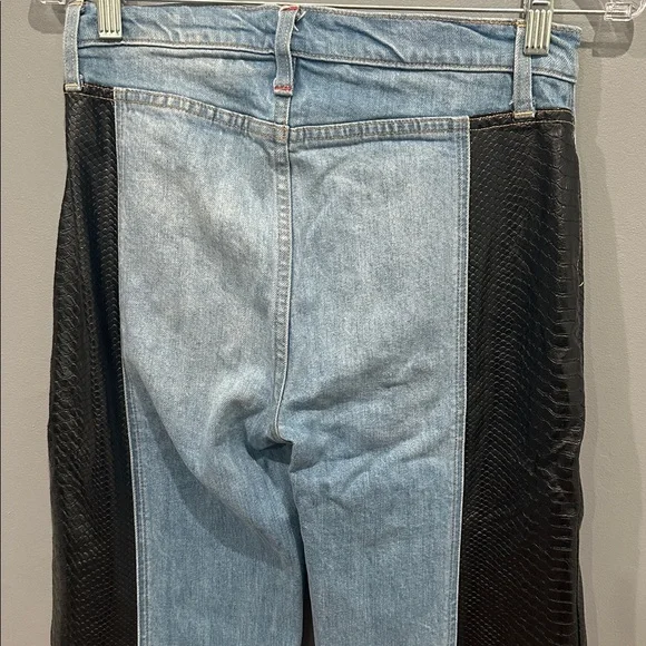 Alice + Olivia Max Vegan Leather Denim Jeans Wide Leg Size 27 - Picture 5 of 10